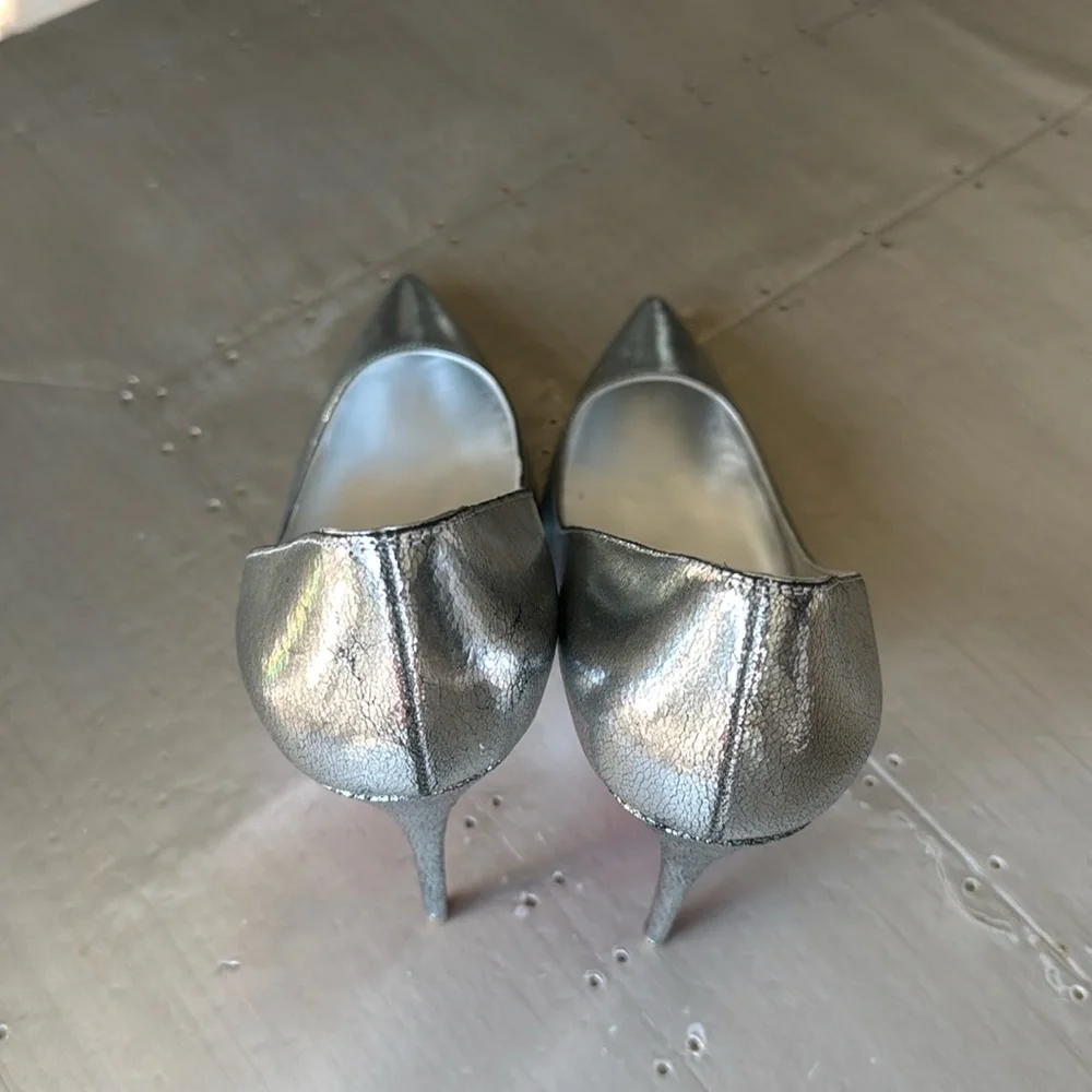 Christian Louboutin Kate 100mm antique silver finish pump stiletto sz 40